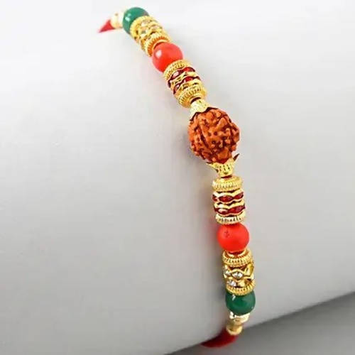 Rudraksha Rakhi & Love My Brother Amul Chocolate Sleeve