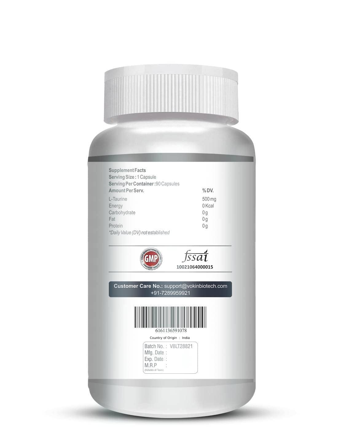 Vokin biotech L-Taurine - Amino Acid Supplement - 500mg  Grab2Buy Vokin Biotech Grab2Buy