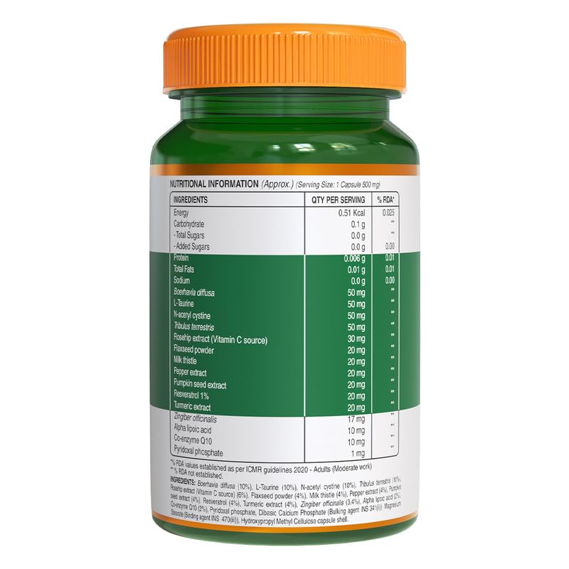 Pure Nutrition Kidney Detox with Turmeric & Vitamin C Veg Capsules - Grab2buy
