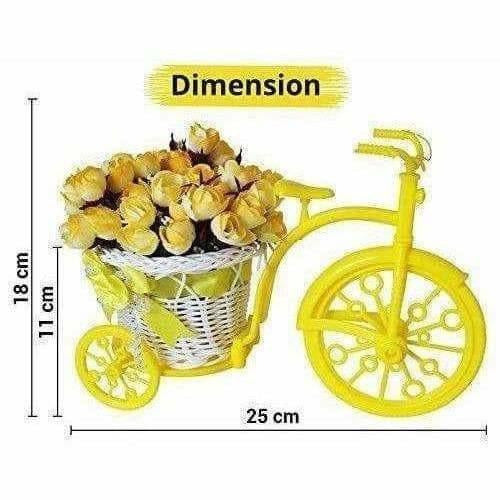 Cycle Shape Plastic Decoration Flower Vase with Peonies Bunch - Grab2buy