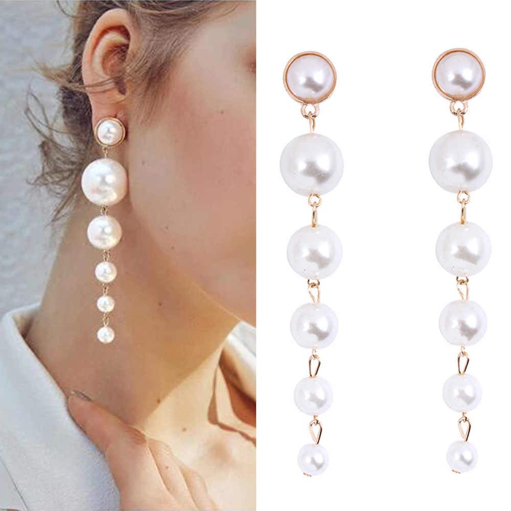 Gold-Plated Alloy Pearl Droplets Earrings - The Pari - Grab2buy