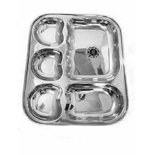 Stainless Steel 5 in 1  Compartment Dinner Plate Set of 2 | Grab2Buy