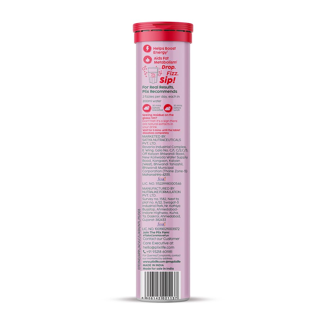 PLIX The Plant Fix L-Carnitine ACV Effervescent Tablets - Apple Burst 