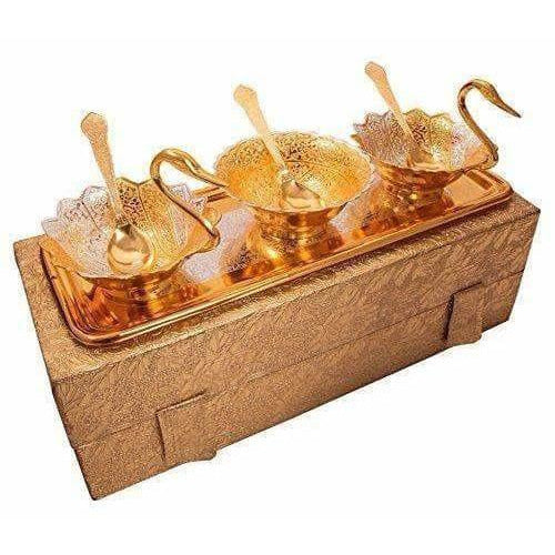 Silver Gold-Polished Swan Shaped Bowl Set For Make Dining | Grab2Buy