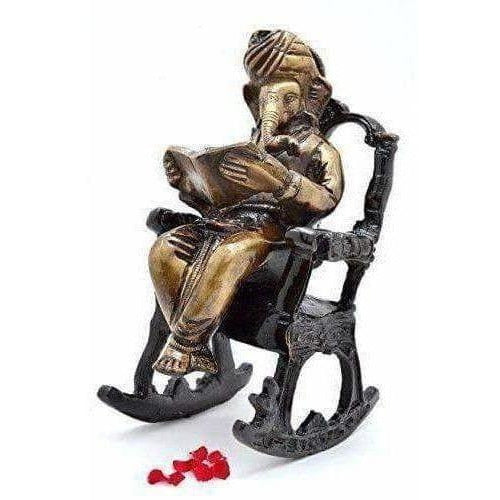 Brass - Ganesha on Rocking Chair - Grab2buy