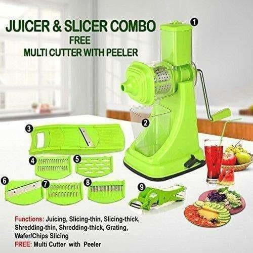 Green Color - Plastic Fruit and Vegetable Juicer Combo Set, 9-Pieces - Grab2buy