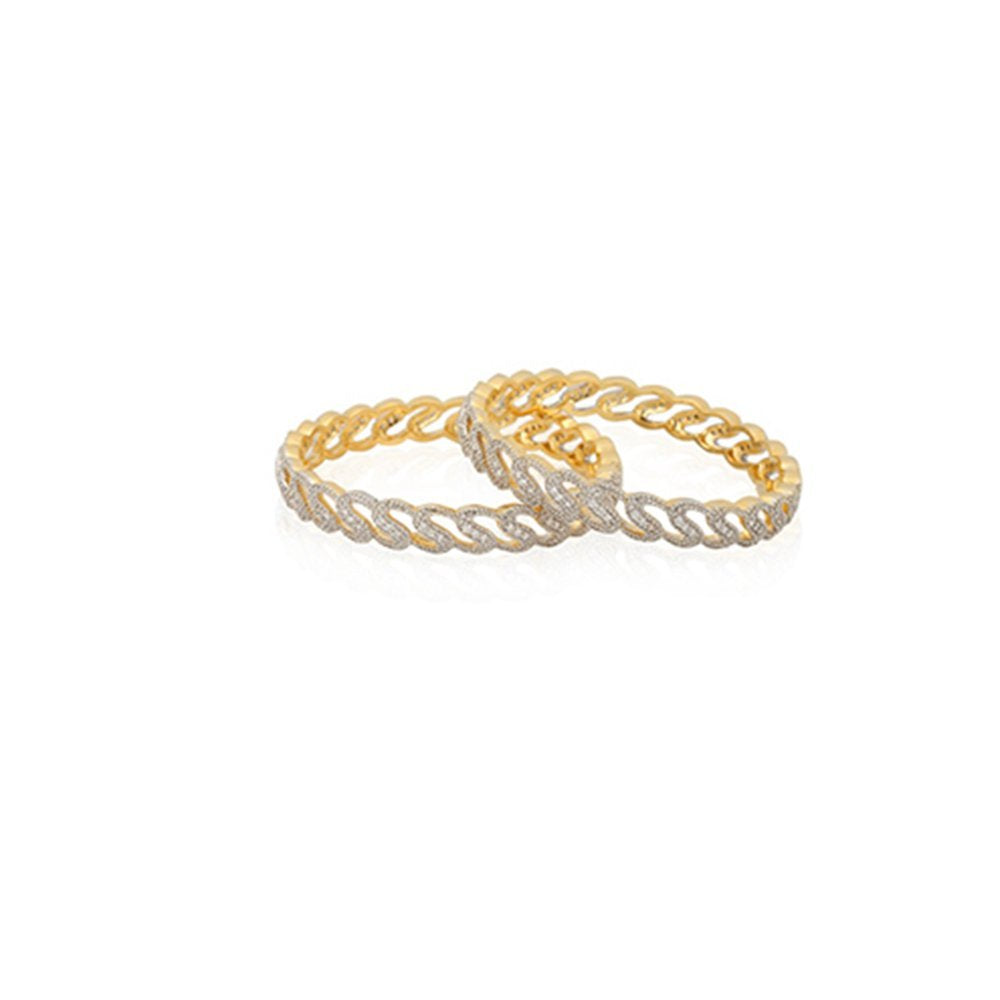 Gold-Polished Alloy Chand Tara American Diamond Studded Bangle Set - The Pari 