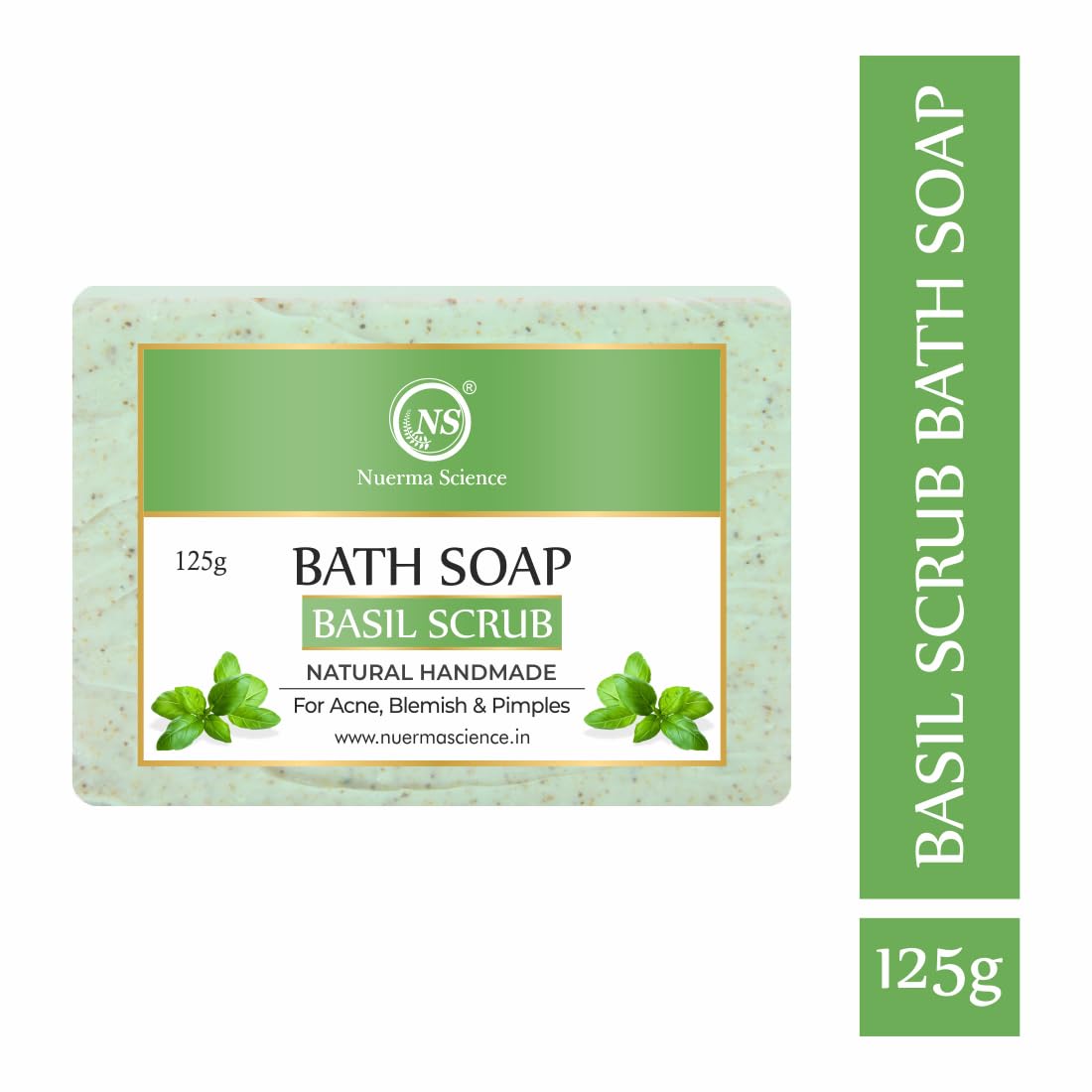 Nuerma Science Basil Scrub Bath Soap | For Acne, Blemishes & Pimples Control 