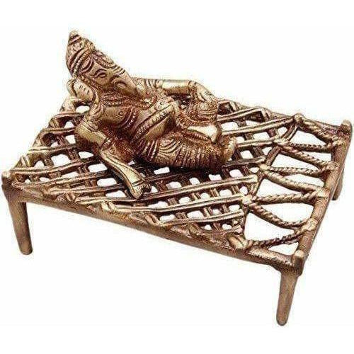 Ganesha On Charpai Brass Showpiece - Grab2buy