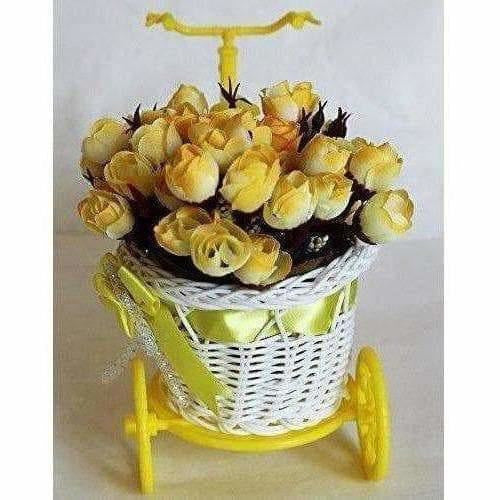 Cycle Shape Plastic Decoration Flower Vase with Peonies Bunch - Grab2buy