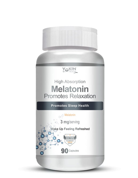 Vokin Biotech Melatonin 3mg Healthy Sleep Cycle | Helps Stress & Anxiety Relief | Improve Concentration  Grab2Buy Vokin Biotech Grab2Buy