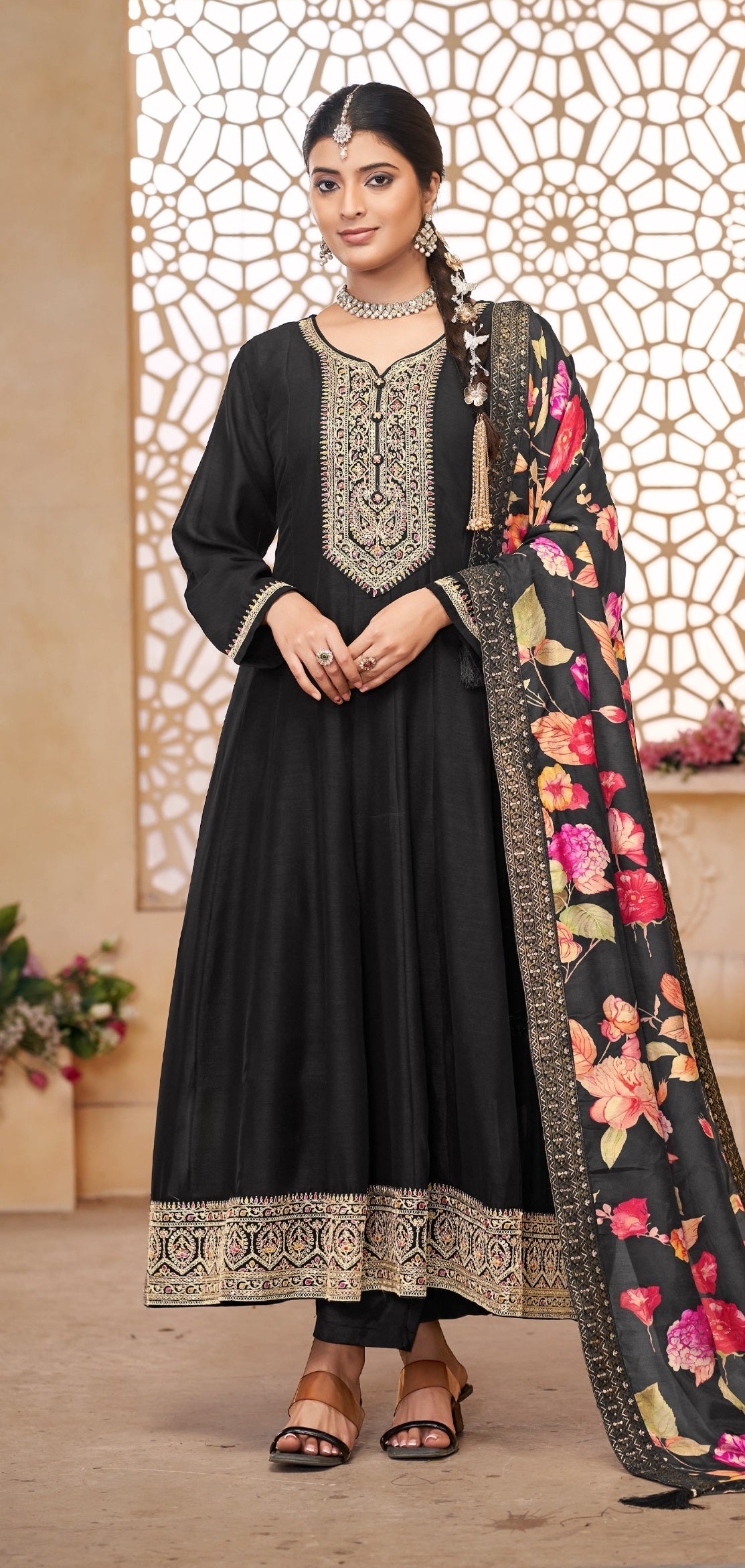 Anaita Black Vichitra Silk Sequence Embroidered Salwar Suit