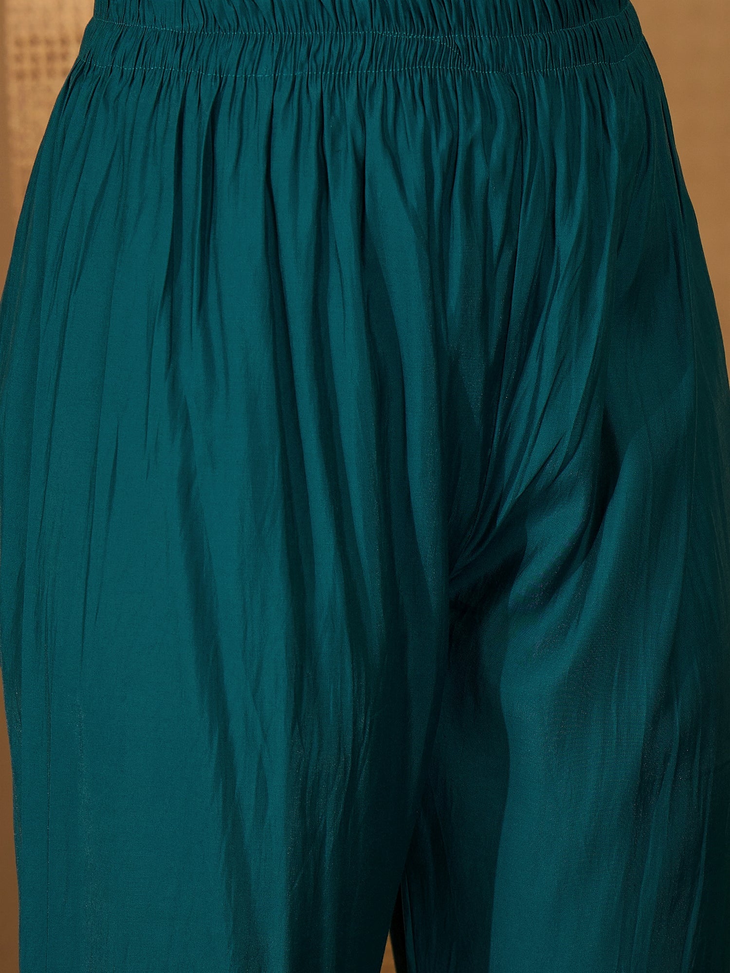 Joban Fashion Teal Silk Embroidery Readymade Kurta Set