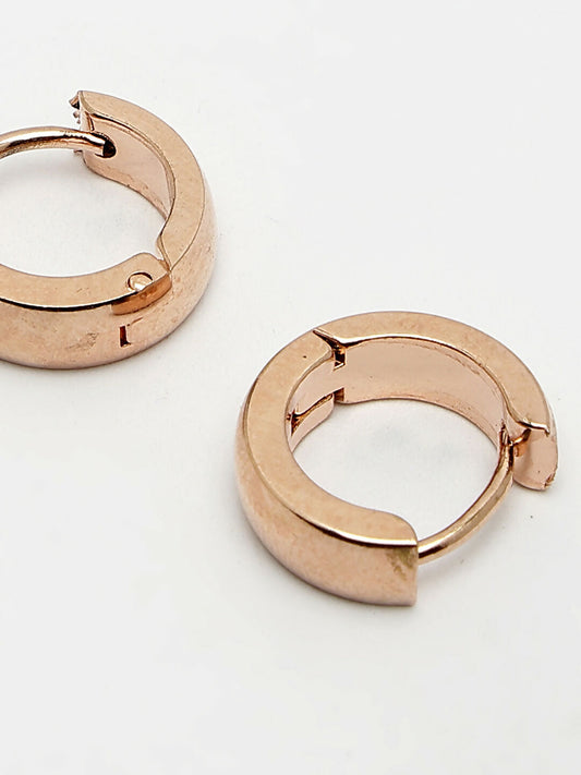 NVR Men's Rose Gold Stainless Steel Hoop Earrings - Grab2buy