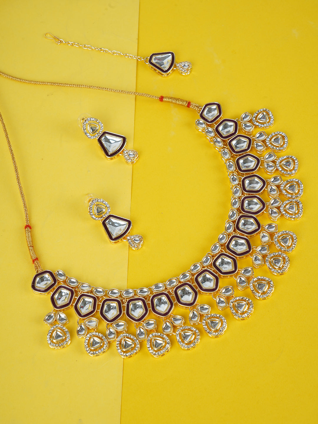 Divisha Alloy Gold-plated White Purple Western Jewellery Set | Grab2Buy