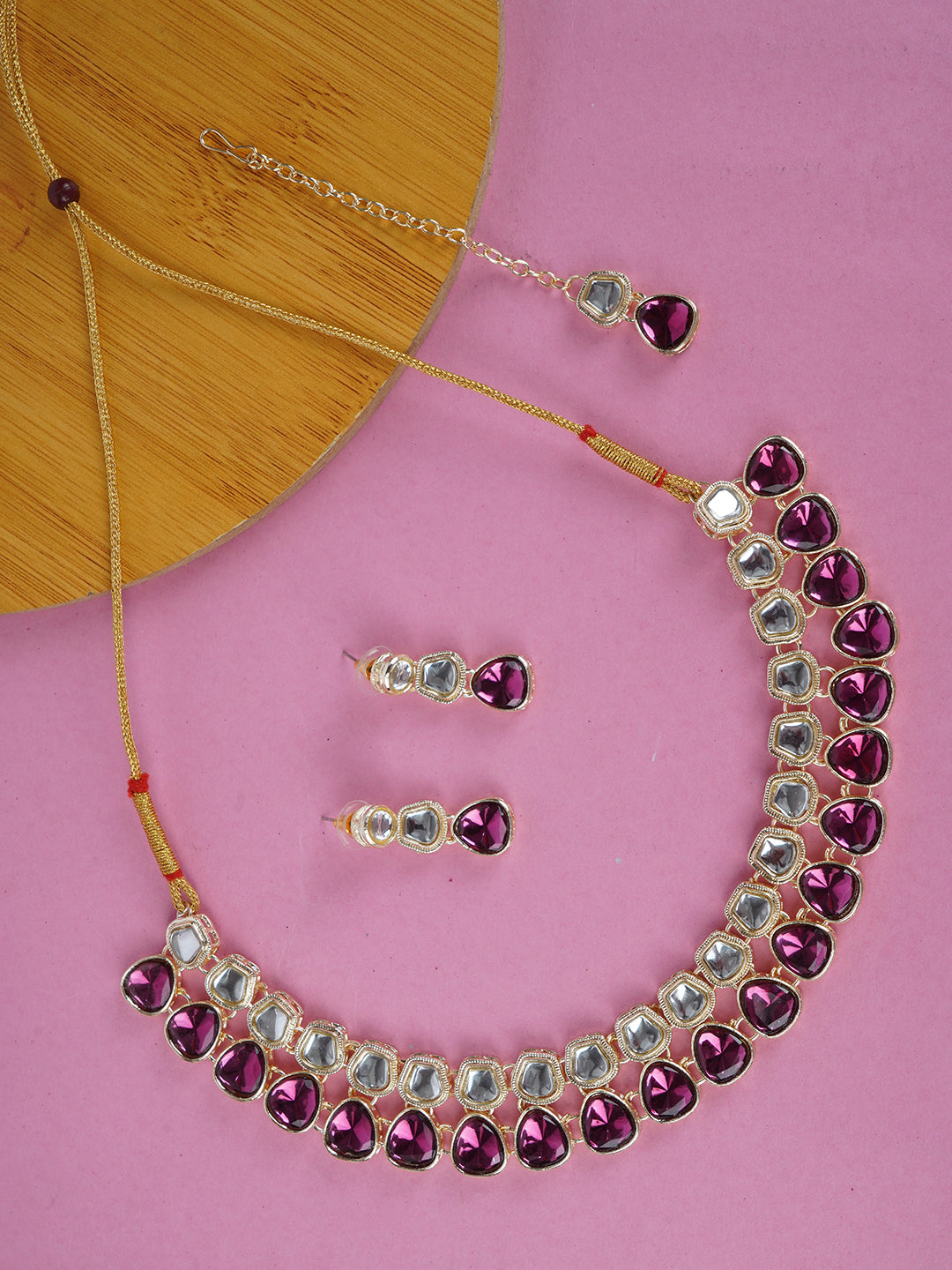 Divisha Alloy Gold-plated Purple Jewellery Set | Grab2Buy