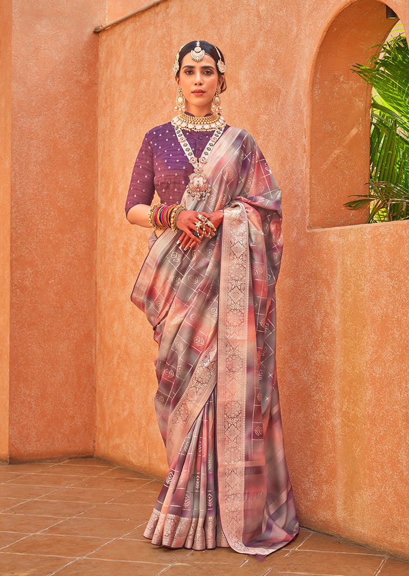 Monjolika Fashion Silk Multi Colour Foil Print Designer Saree