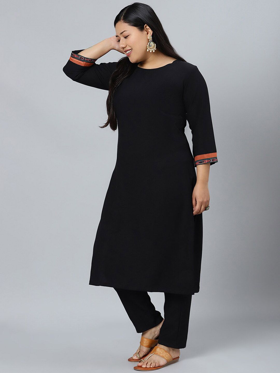 Sztori Plus Size Ethnic Motifs Printed Regular Kurta with Trousers & With Dupatta
