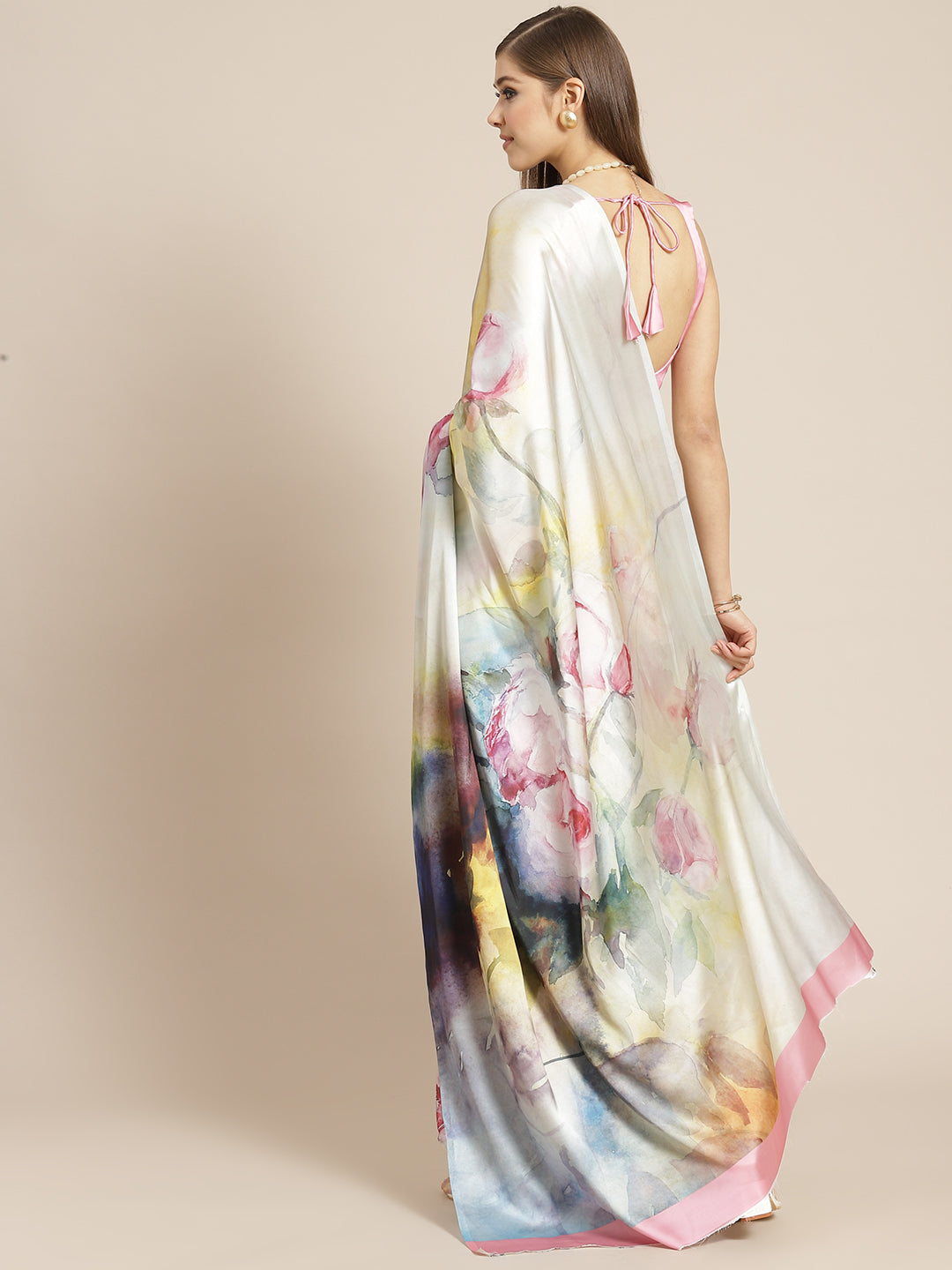 Tikhi Imli White & Pink Digital Floral Print Grab2Buy 