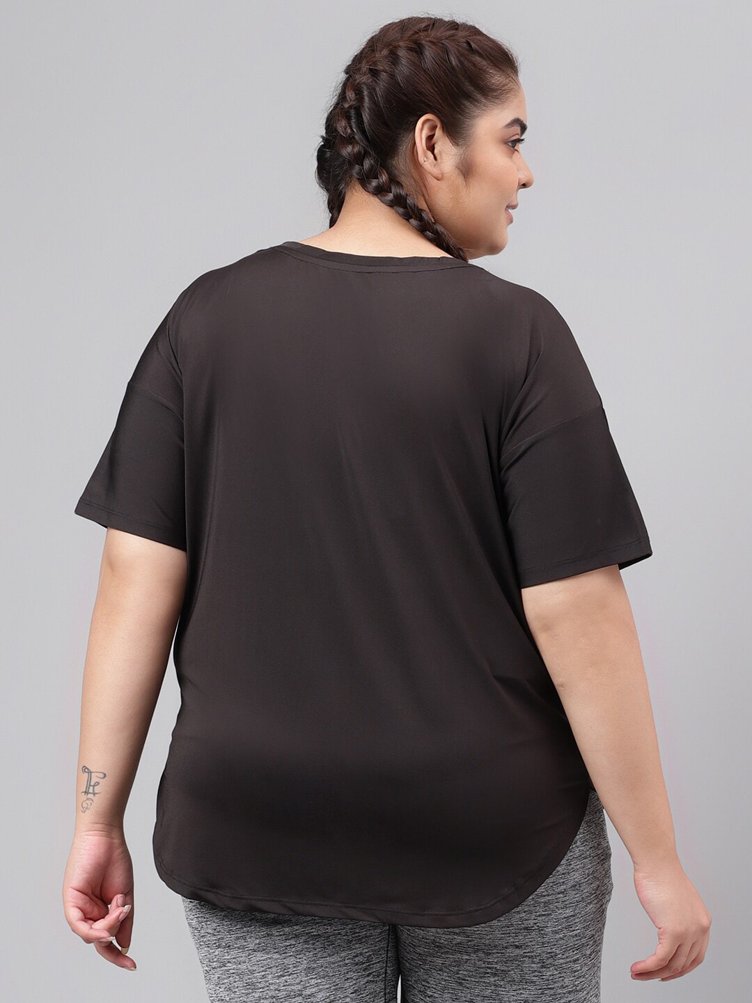 MKH Plus Size Typography Printed Relaxed Fit Dri-FIT Sports T-shirt 