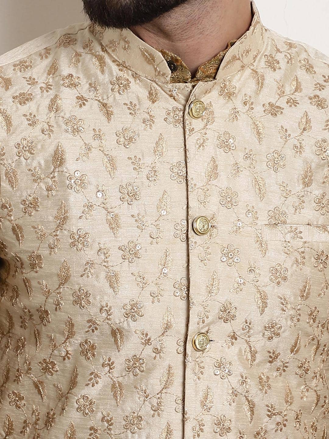 Sojanya Men Pink Ethnic Motifs Kurta with Pyjamas & Nehru Jacket 