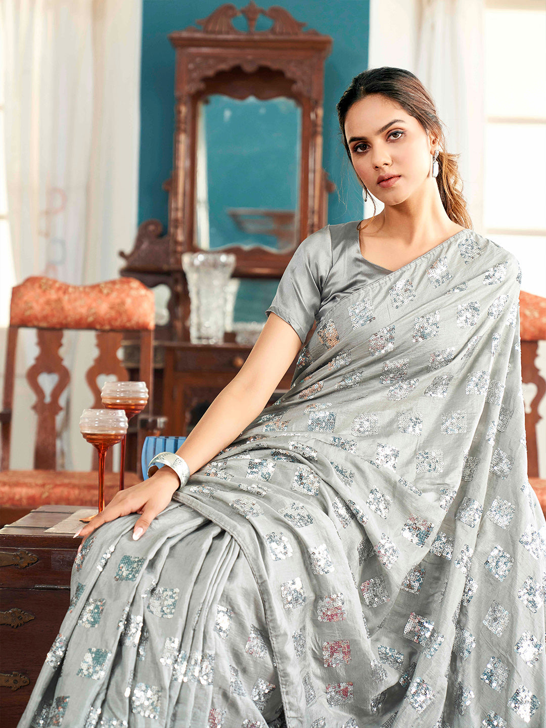 Tikhi Imli Embellished Sequinned Heavy Work Grab2Buy 