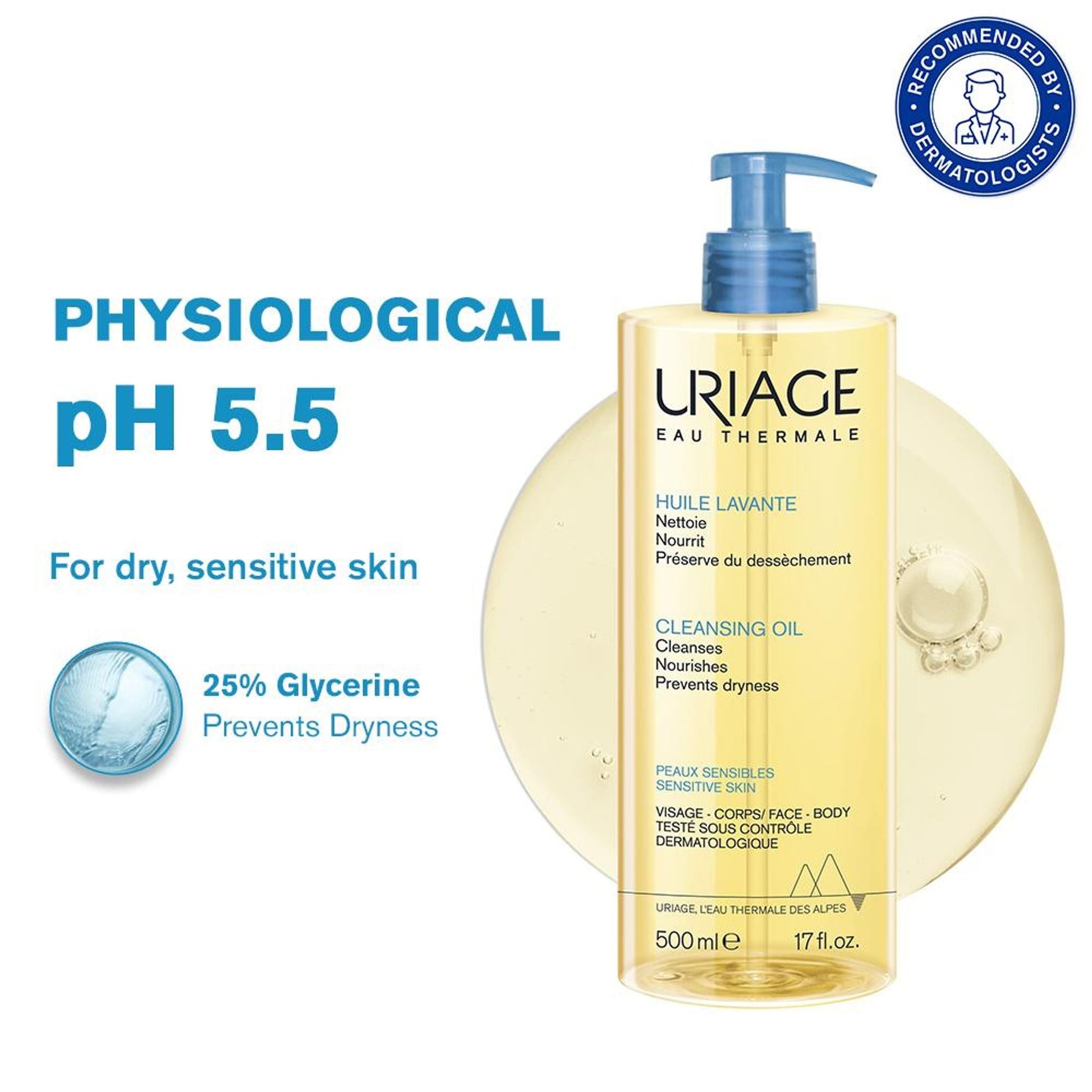 Uriage Cleansing Oil with 25% Glycerin Dermat Recommended Gently Cleanses & Moisturizes Face & Body  Grab2Buy Uriage Grab2Buy