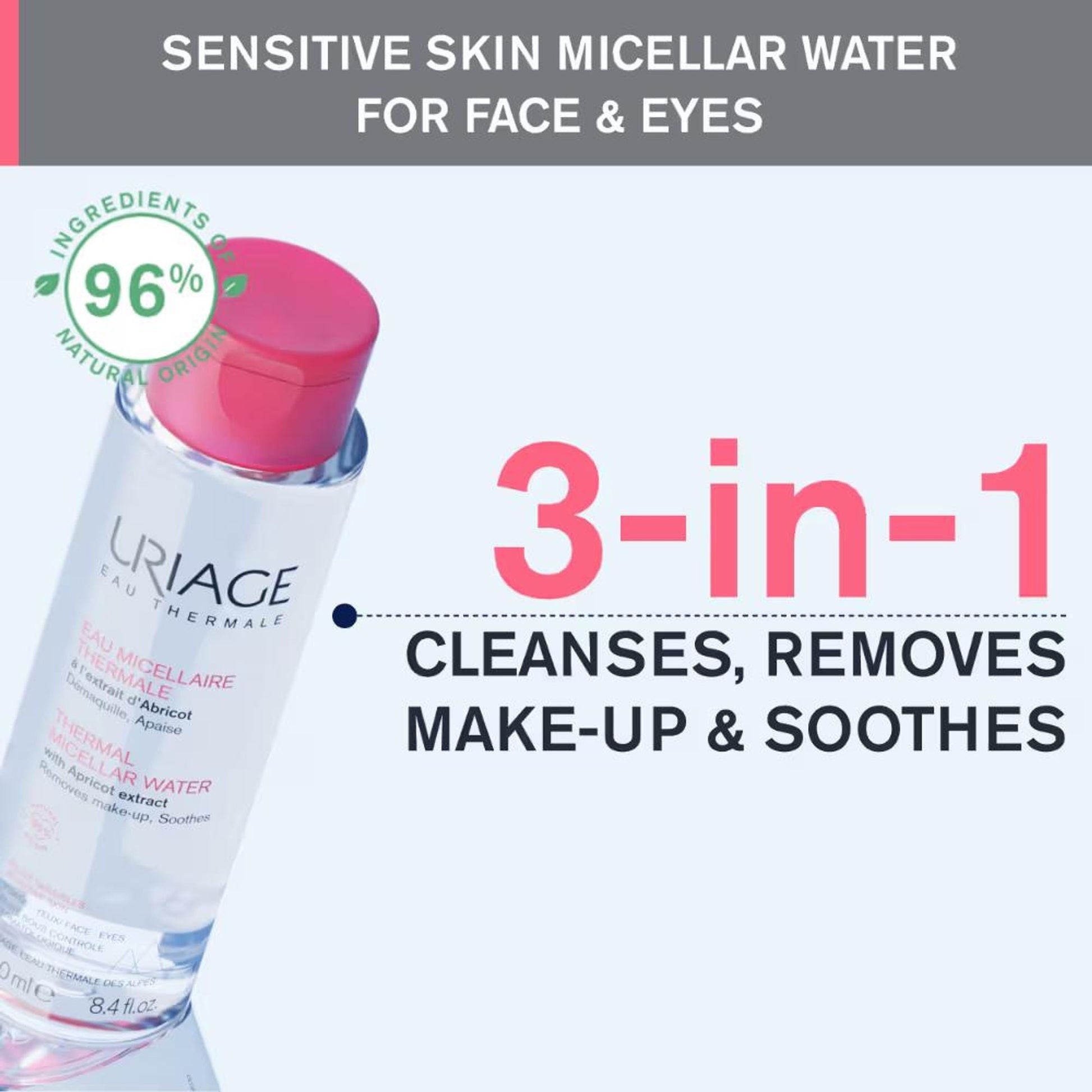 Uriage Thermal Micellar Water for Sensitive Skin Removes Makeup from Face & Eyes Dermat Recommended  Grab2Buy Uriage Grab2Buy