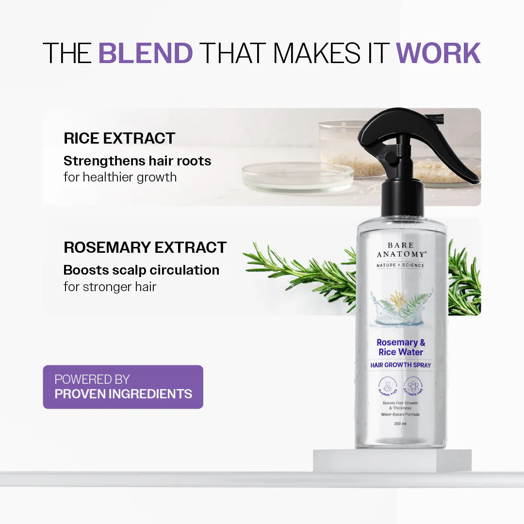 Bare Anatomy Rosemary & Rice Water Hair Growth Spray 200ml | Grab2Buy