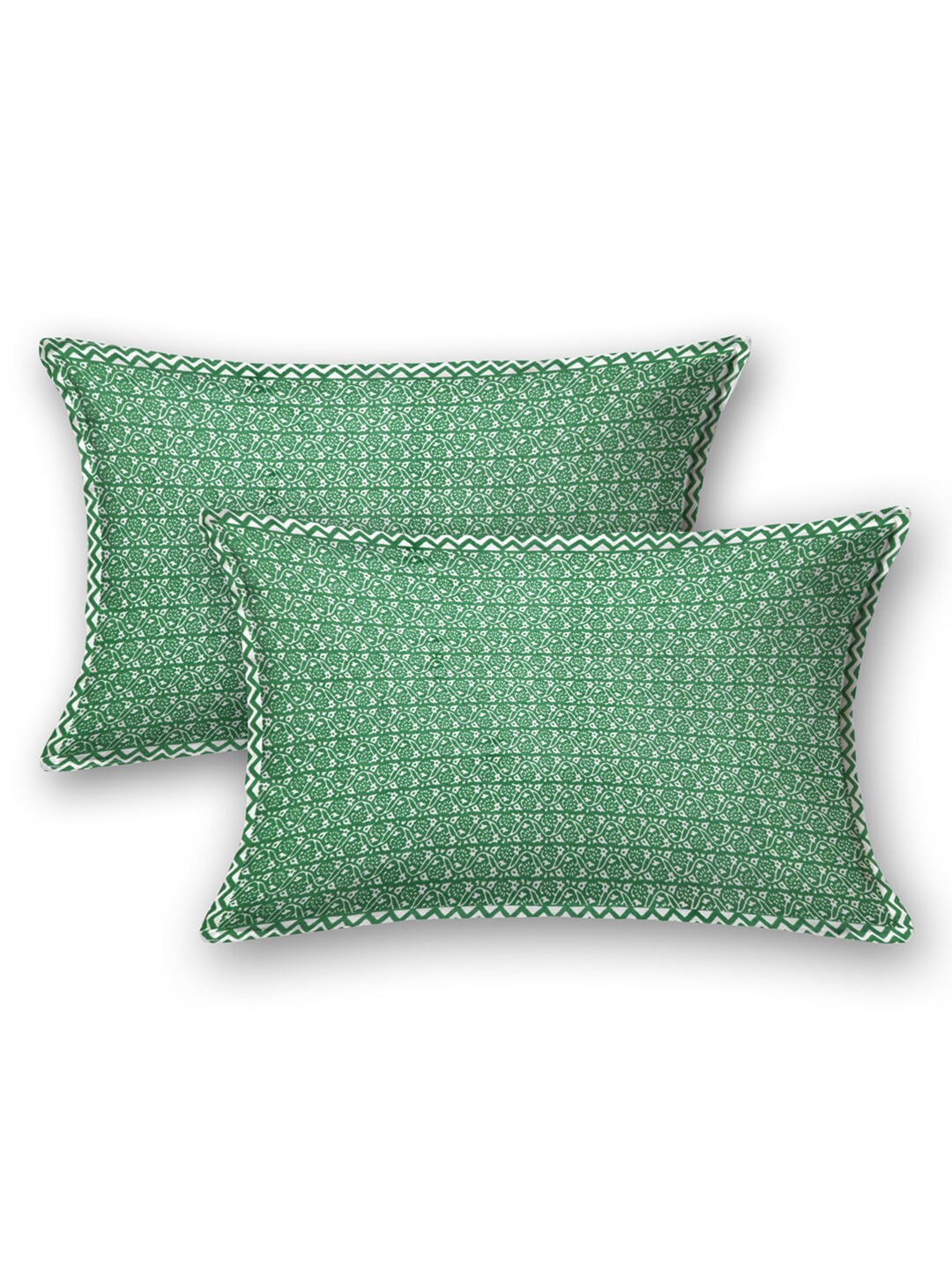 LIVING ROOTS Blue & Green Jaipur Printed 210 TC King Bedsheet with 2 Pillow Covers 