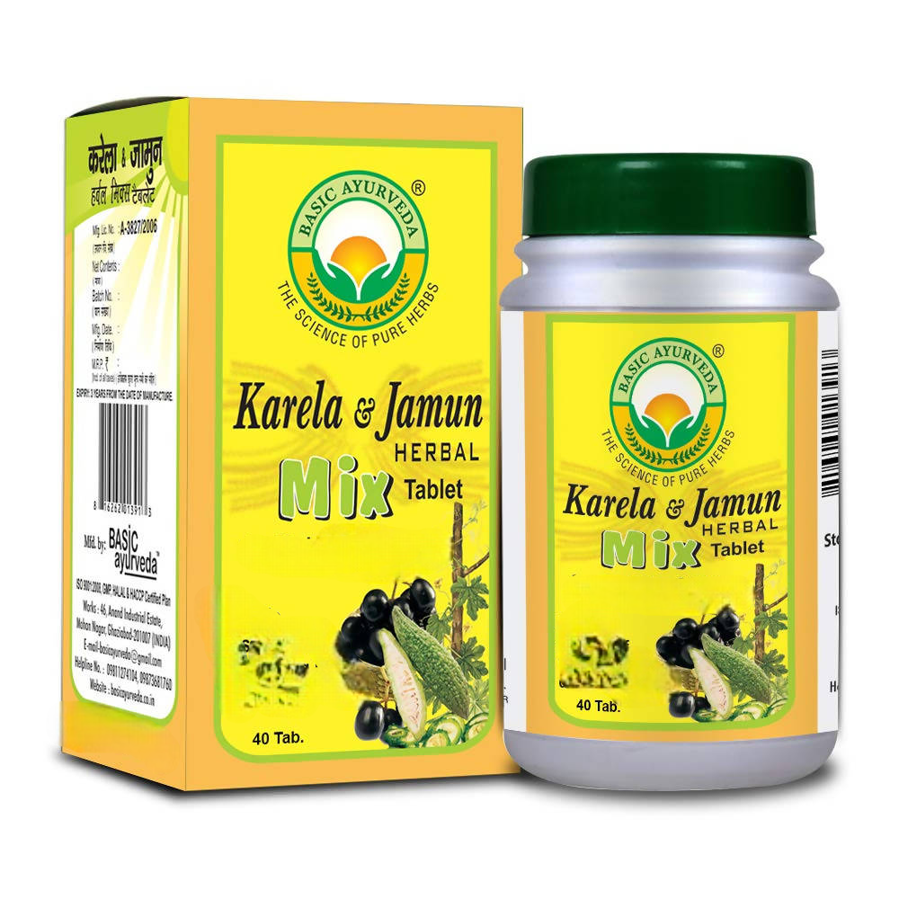 Basic Ayurveda Karela & Jamun Herbal Mix Tablet  Grab2Buy Basic Ayurveda Grab2Buy