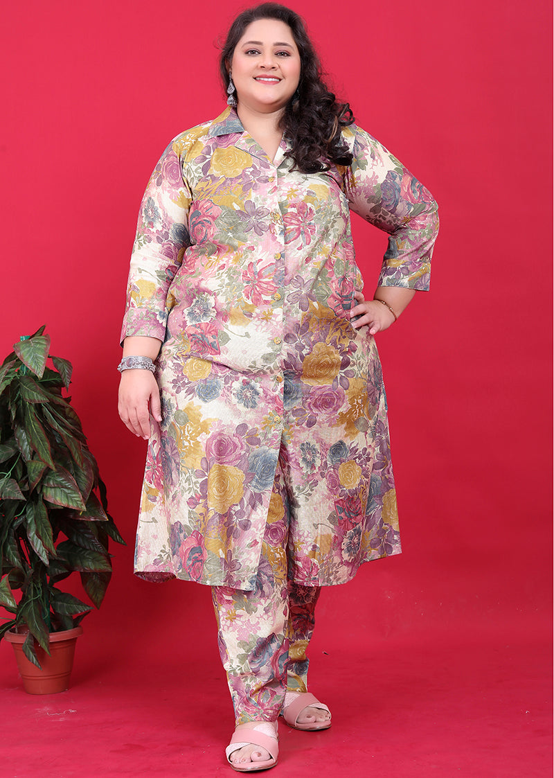 Monjolika Fashion Multicolor Rayon Floral Print Classic Co-Ord Set 
