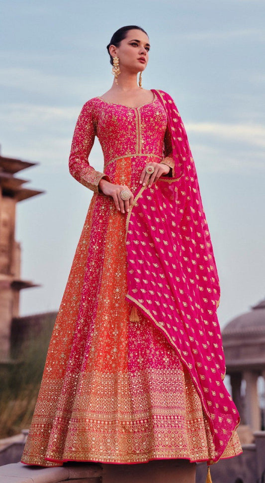 Anaita Pink Heavy Embroidered Faux Georgette Stitched Anarkali Suit