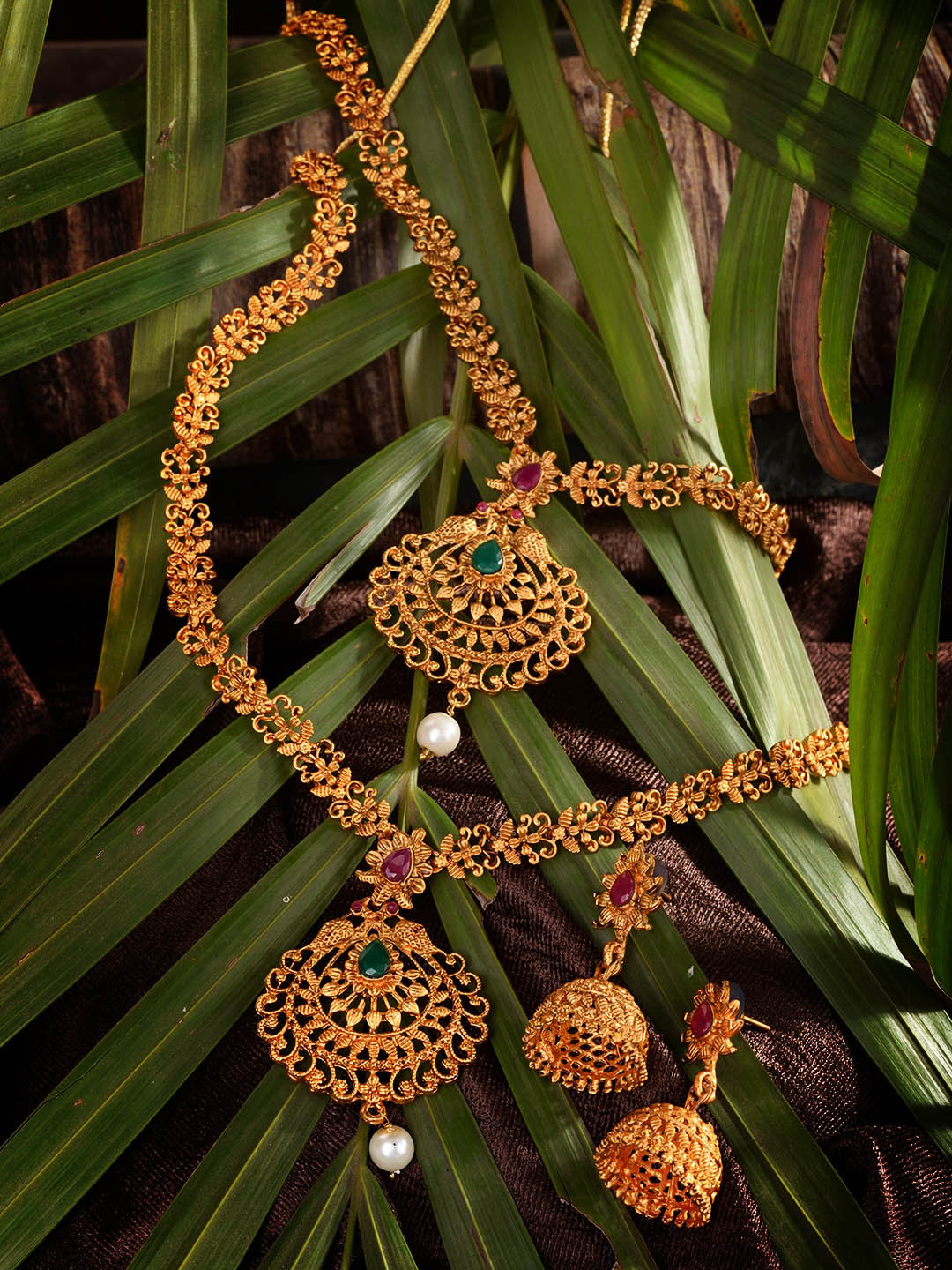 Saraf RS Jewellery Gold Plated South Indian Imitation Bridal Temple Jewellery Set - Grab2buy