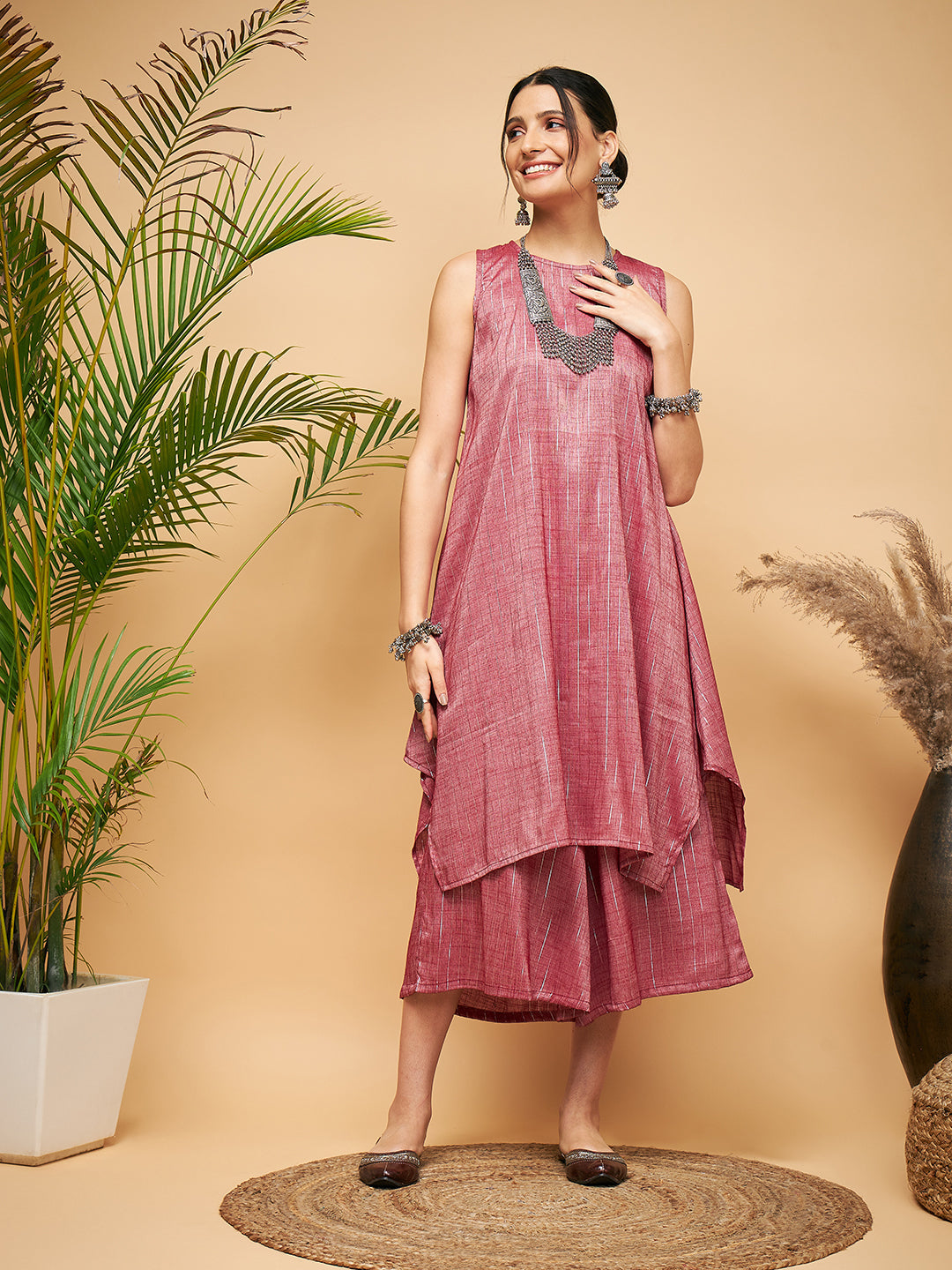 InWeave Wine Lurex Short Kurta | Grab2Buy