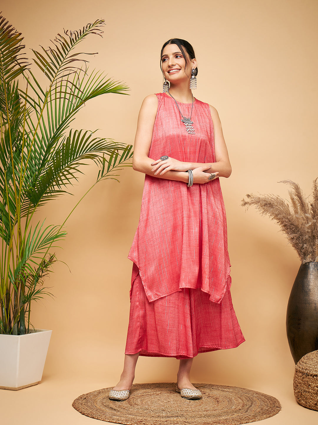 InWeave Red Lurex Short Kurta | Grab2Buy