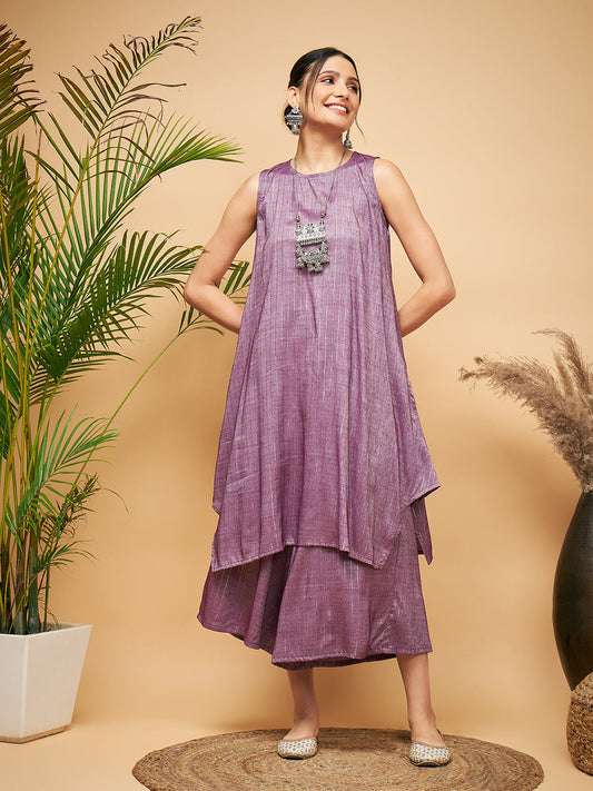 InWeave Mauve Lurex Short Kurta | Grab2Buy
