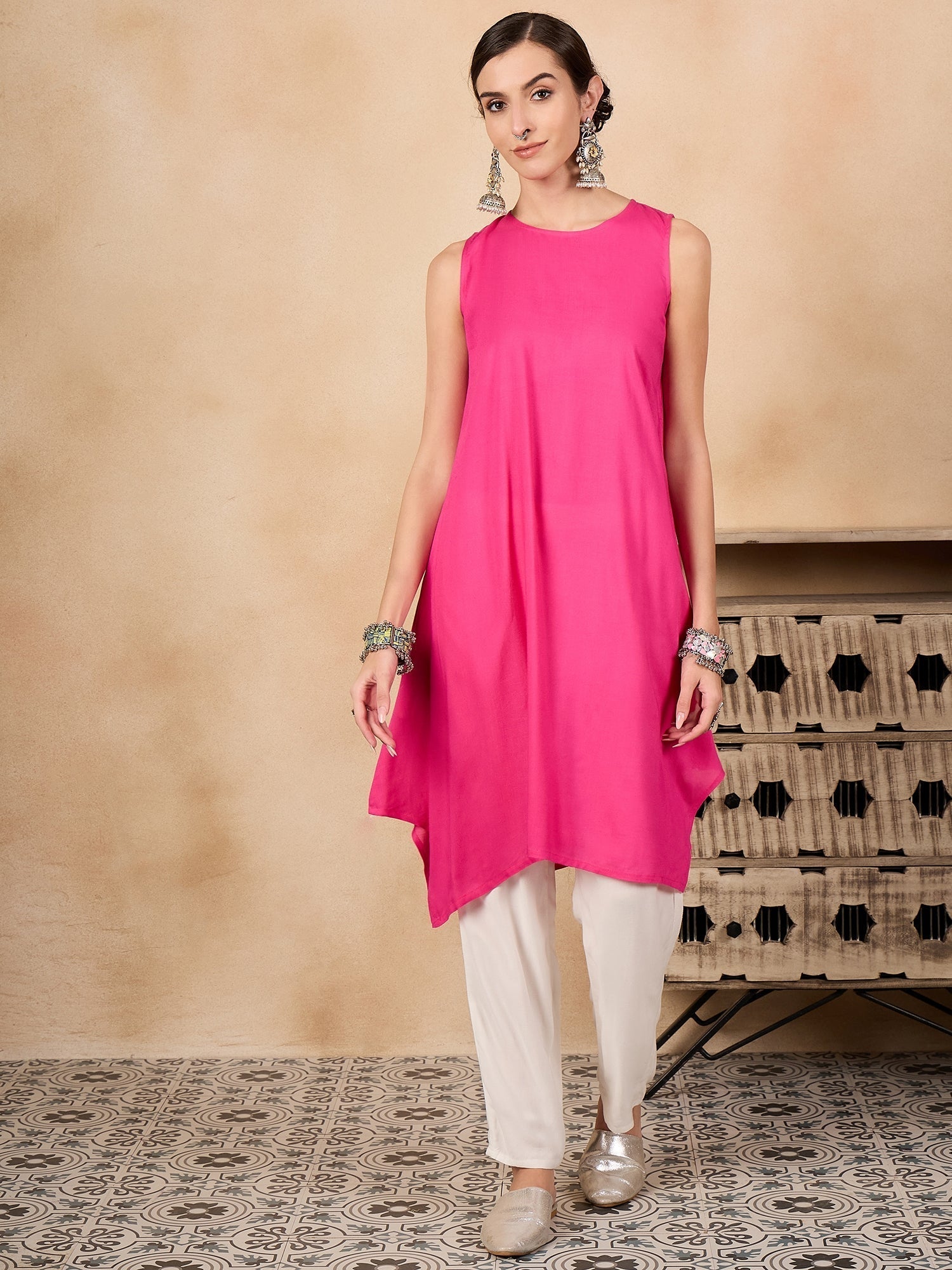 InWeave Fuchsia Short Kurta | Grab2Buy