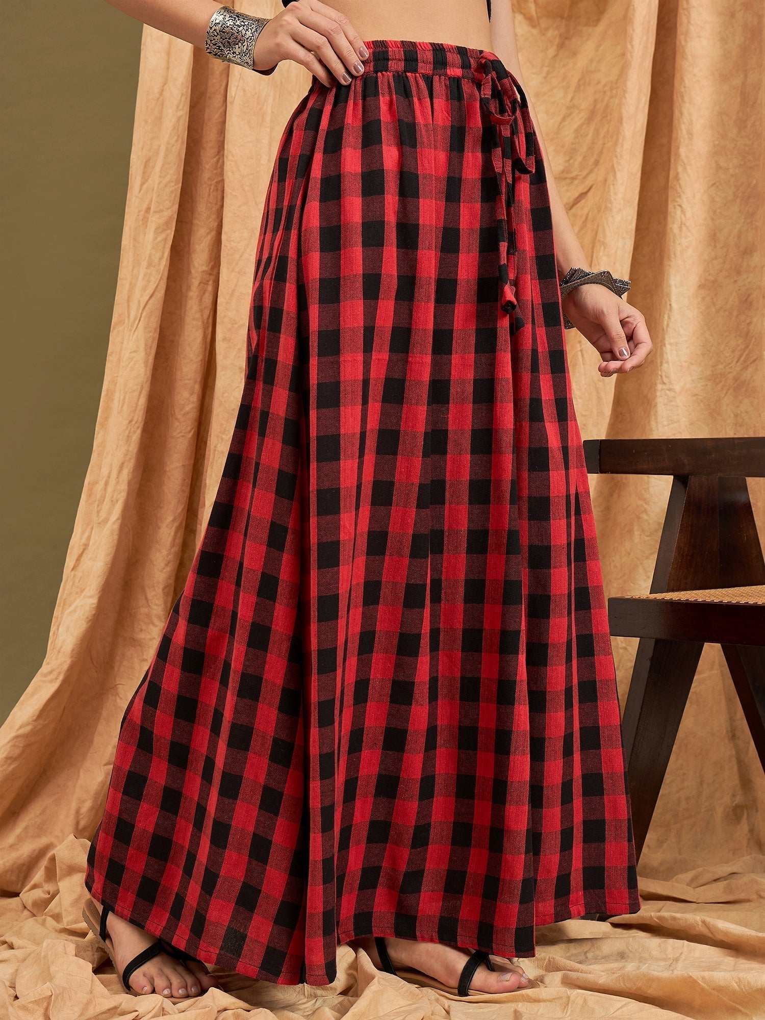InWeave Black Red Check Skirt 