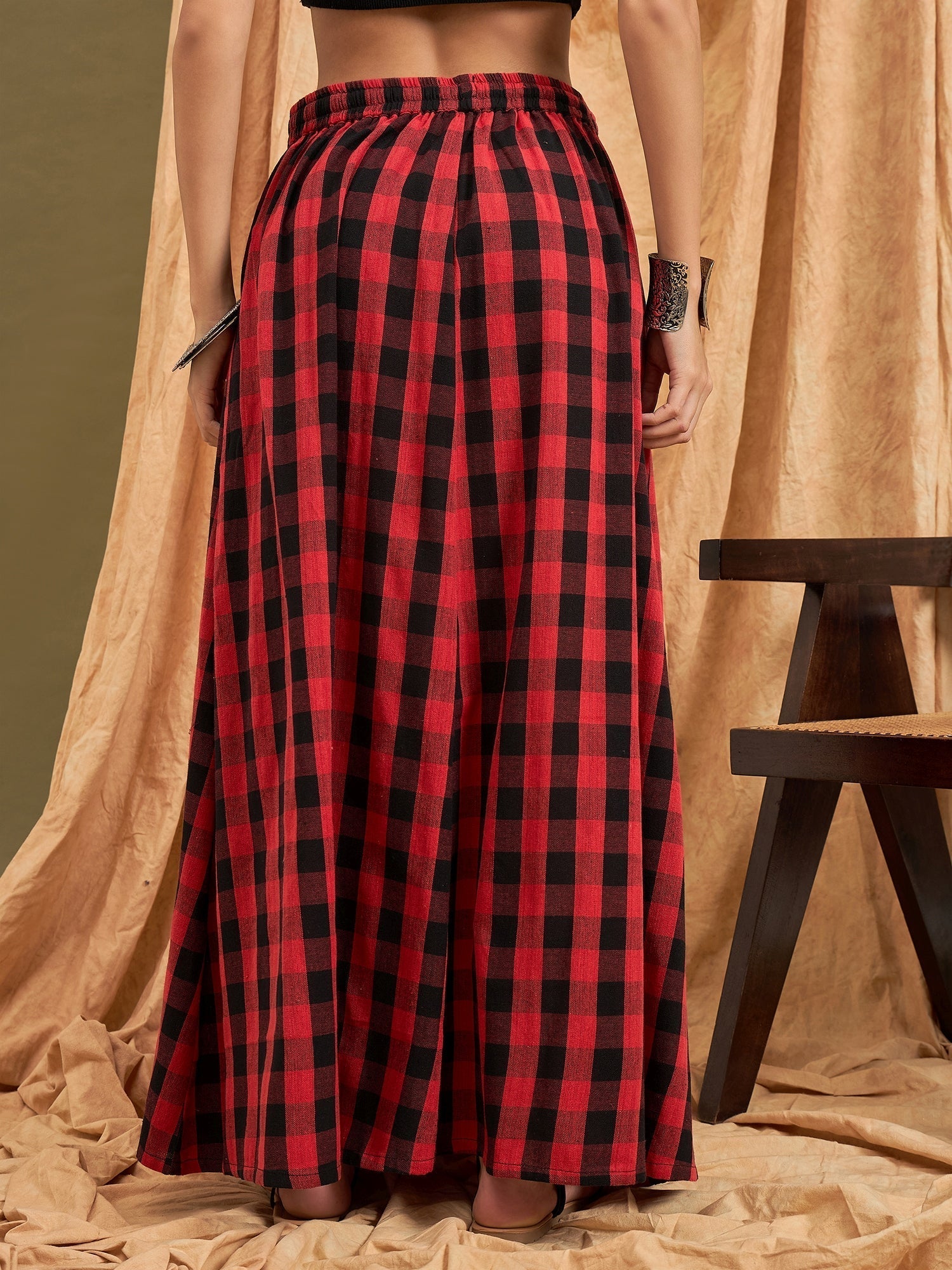 InWeave Black Red Check Skirt 