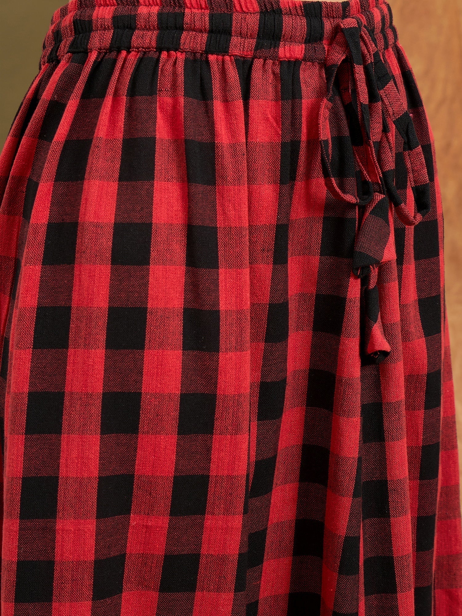 InWeave Black Red Check Skirt 