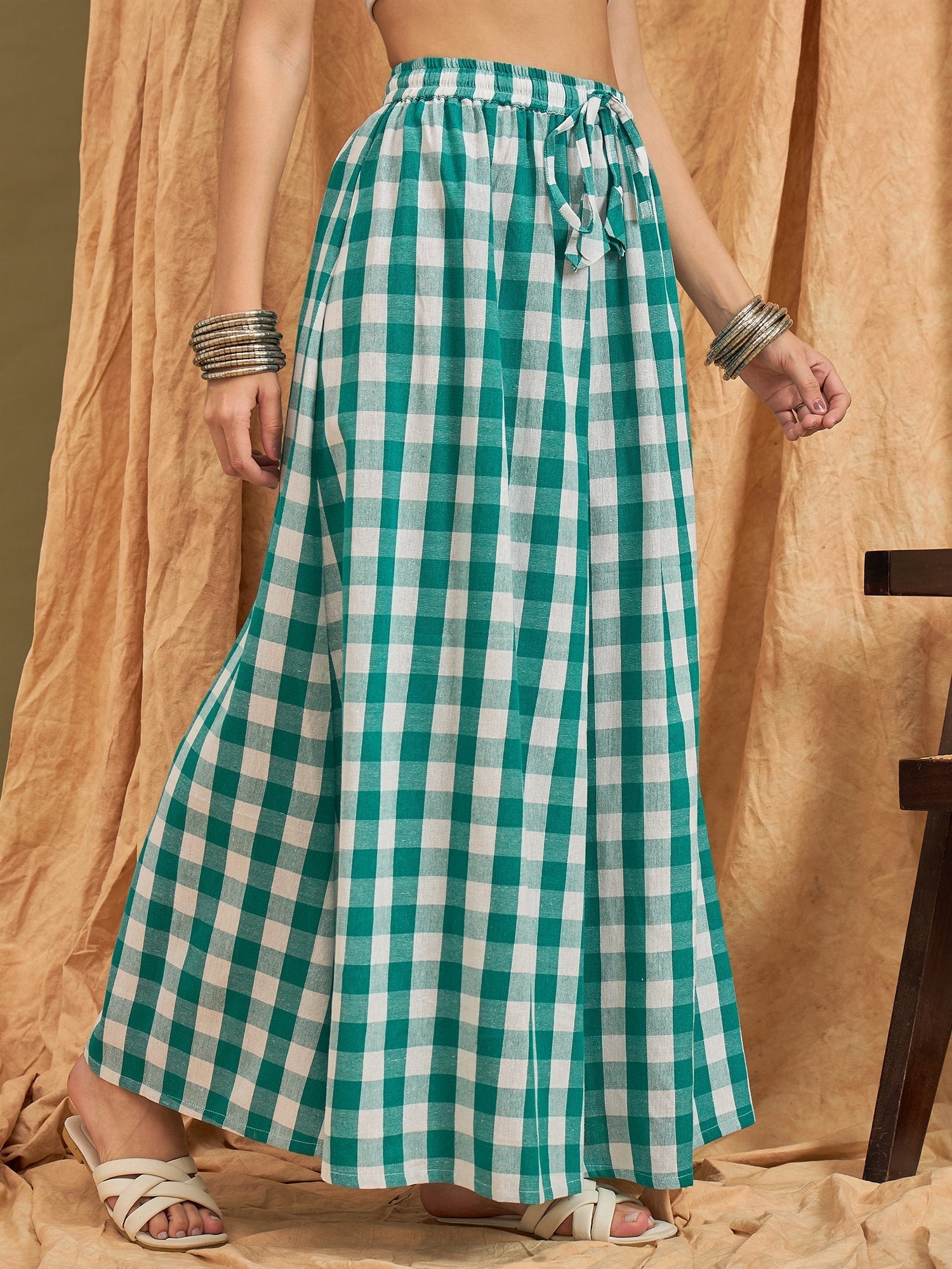 InWeave Light Blue Big Check Skirt 