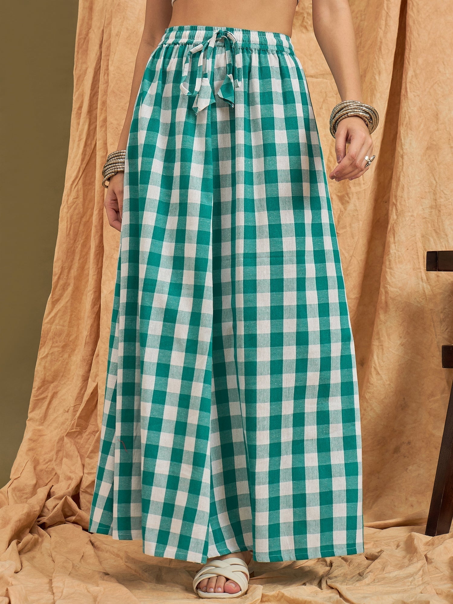 InWeave Light Blue Big Check Skirt 