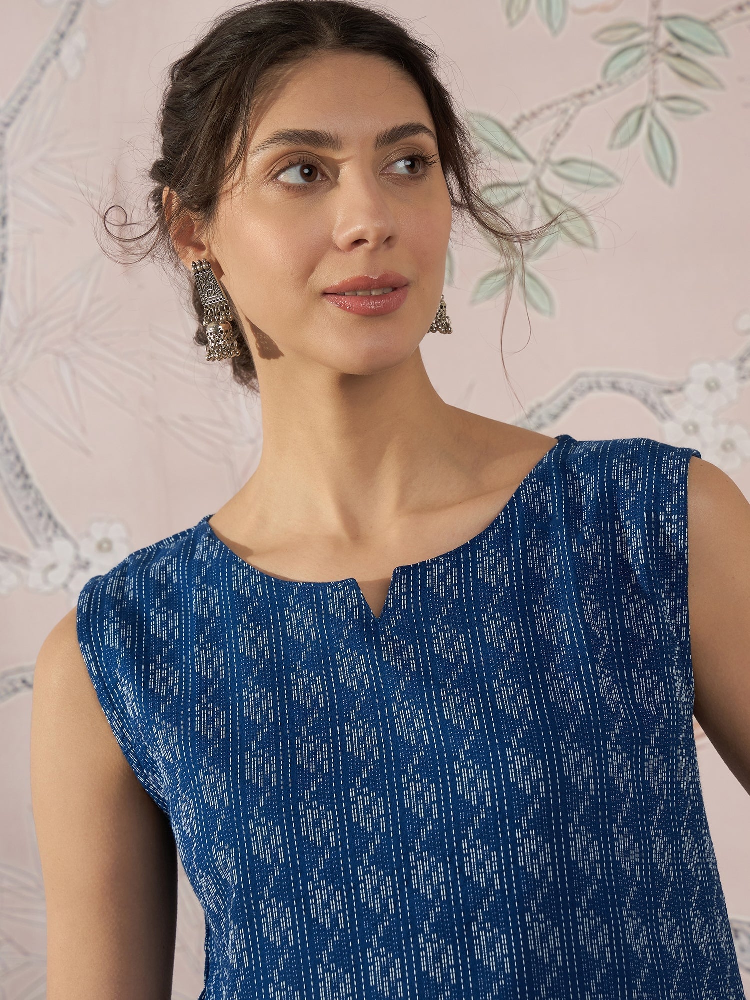 InWeave Blue Ikkat Kantha W/S Top 
