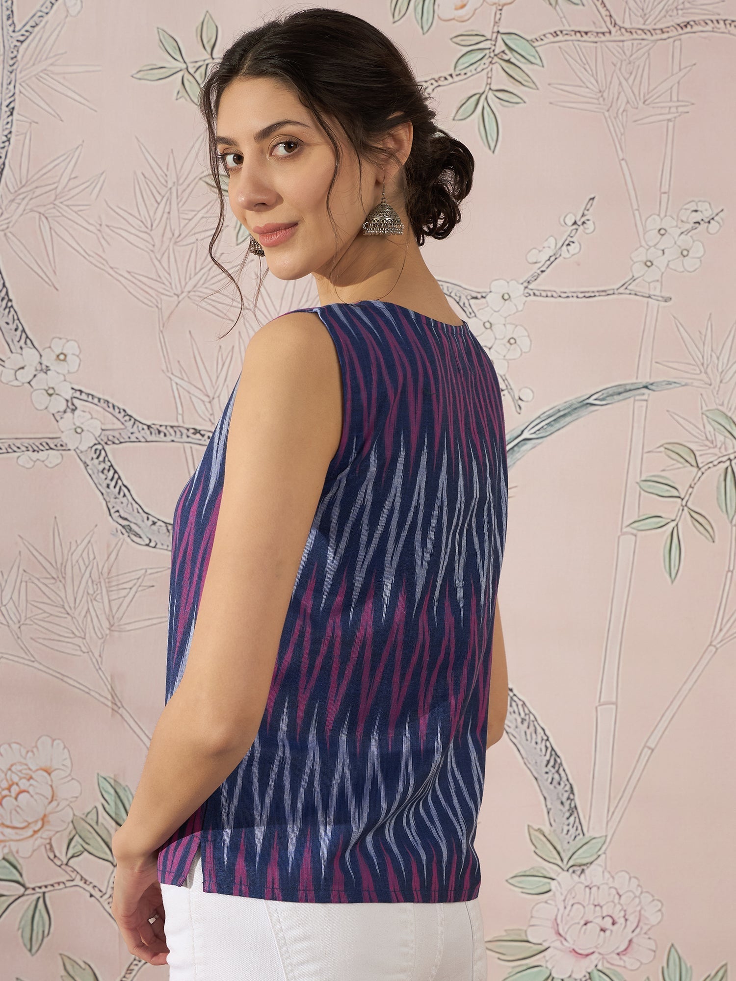 InWeave Purple Blue Ikkat Kantha W/S Top 