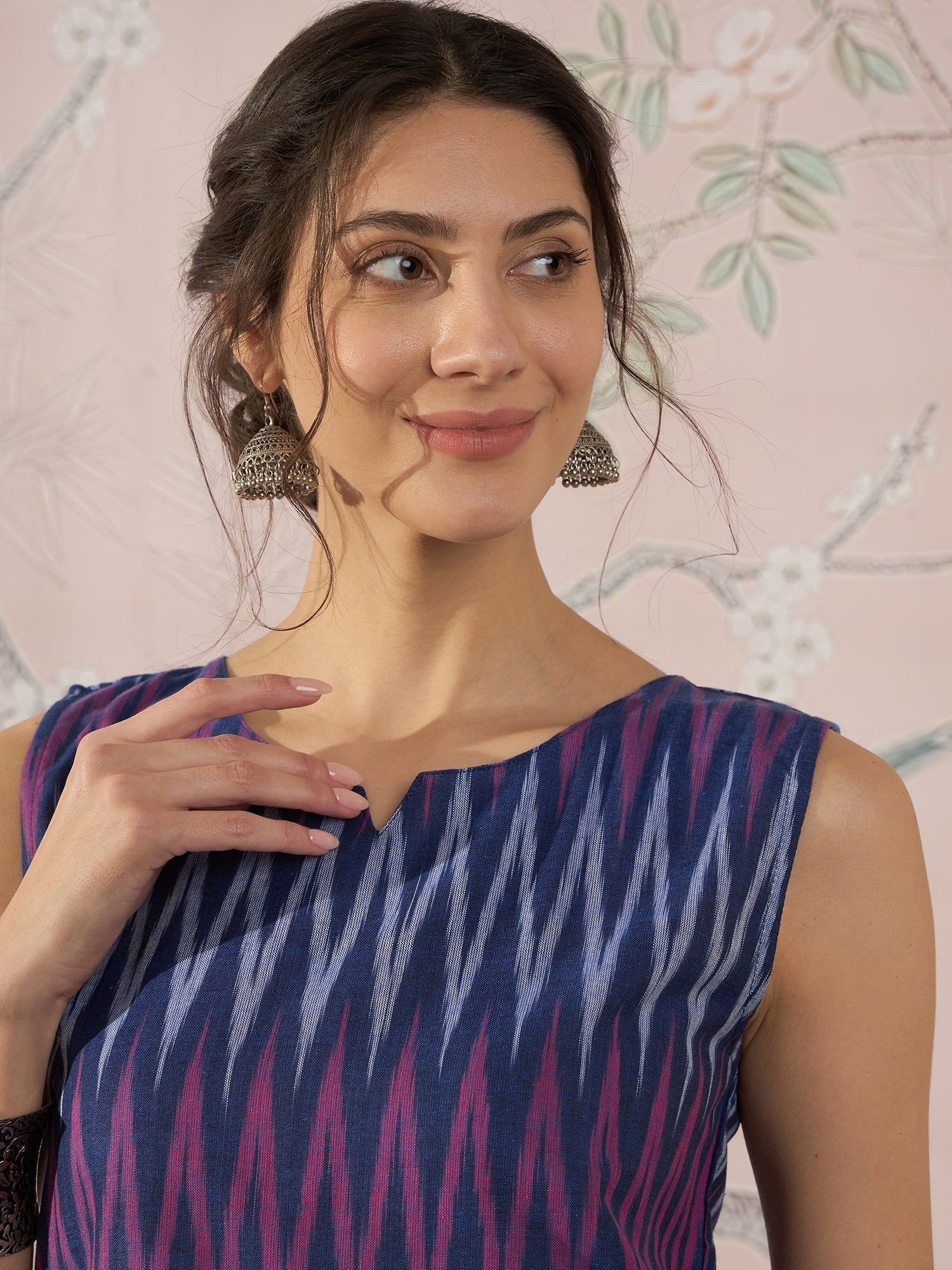 InWeave Purple Blue Ikkat Kantha W/S Top 