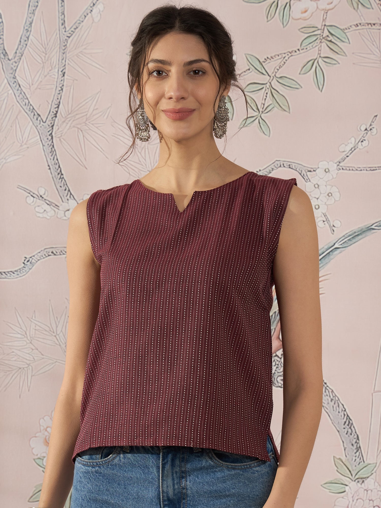 InWeave Wine Kantha W/S Top 