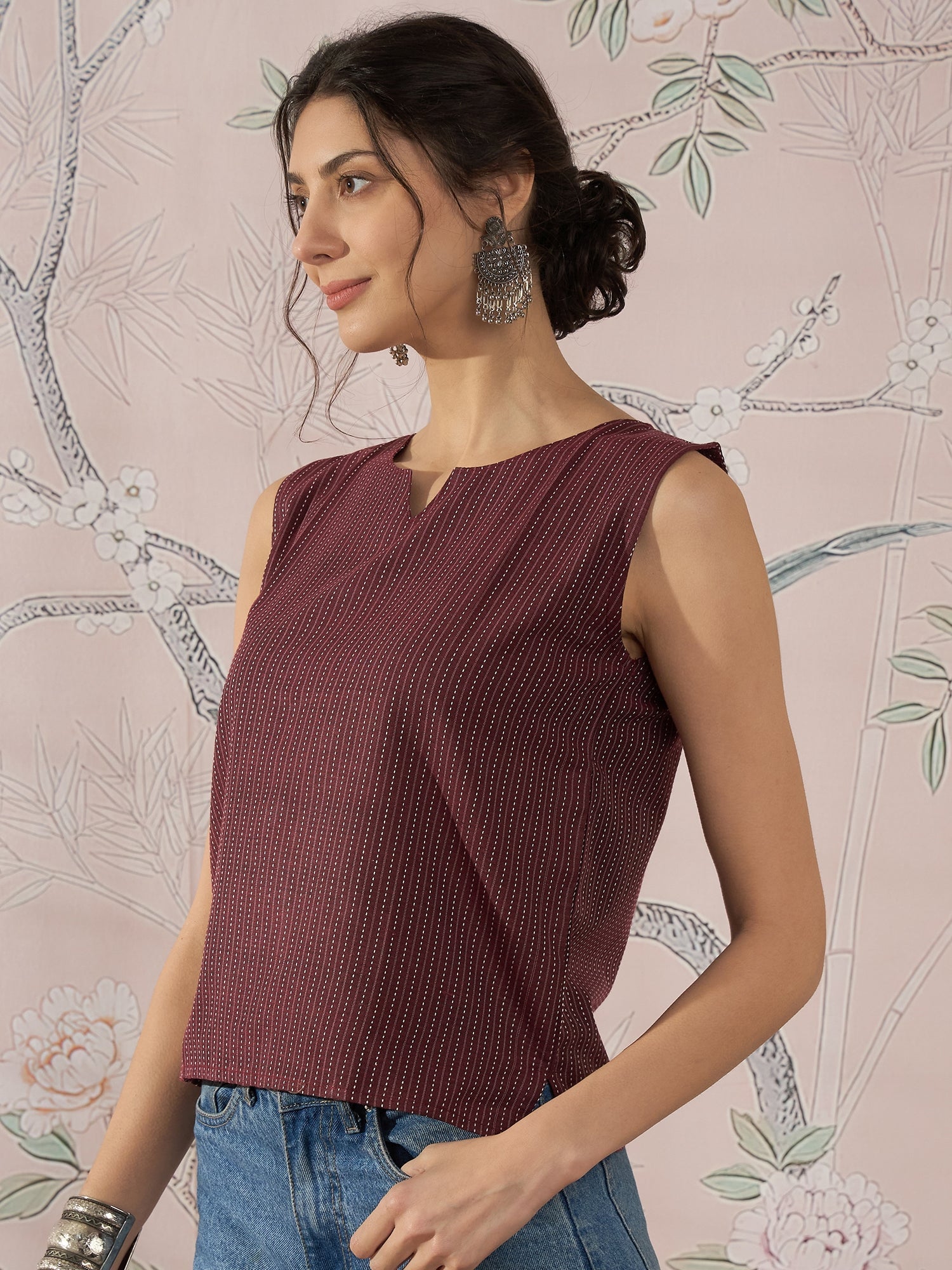 InWeave Wine Kantha W/S Top 