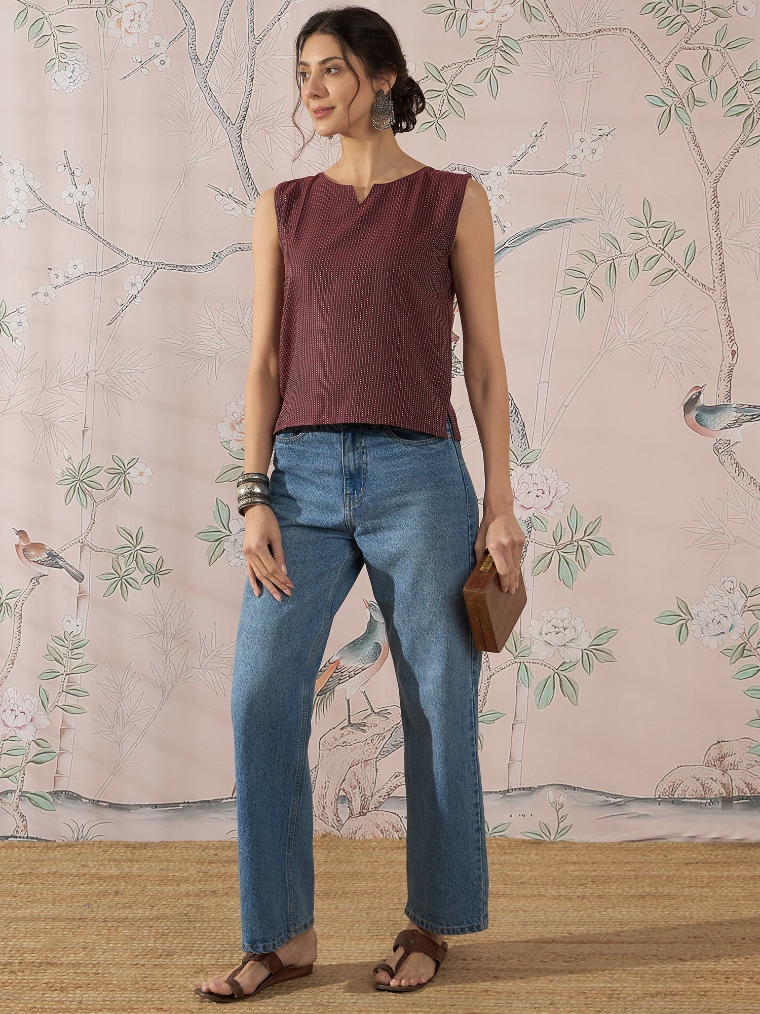 InWeave Wine Kantha W/S Top 