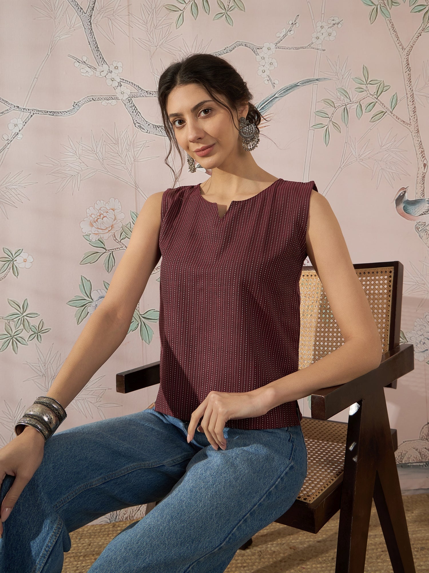InWeave Wine Kantha W/S Top 